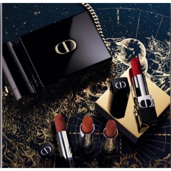 Limited Edition DIOR ROUGE MINAUDIERE CASE W/ 4 PC LIPSTICK COLLECTION - Picture 1 of 8